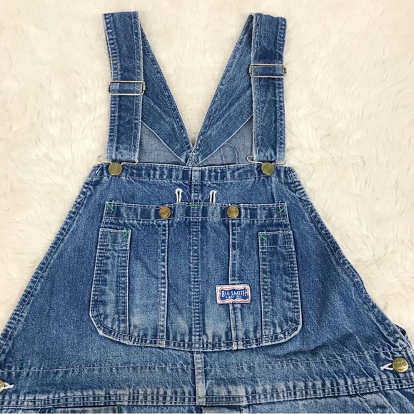 BIG‎ SMITH Mens Distressed Denim Bib Overalls Chore Farm Carpenter Size 39 - Picture 3 of 16